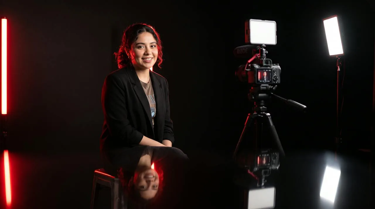Creadora de contenido grabando un video