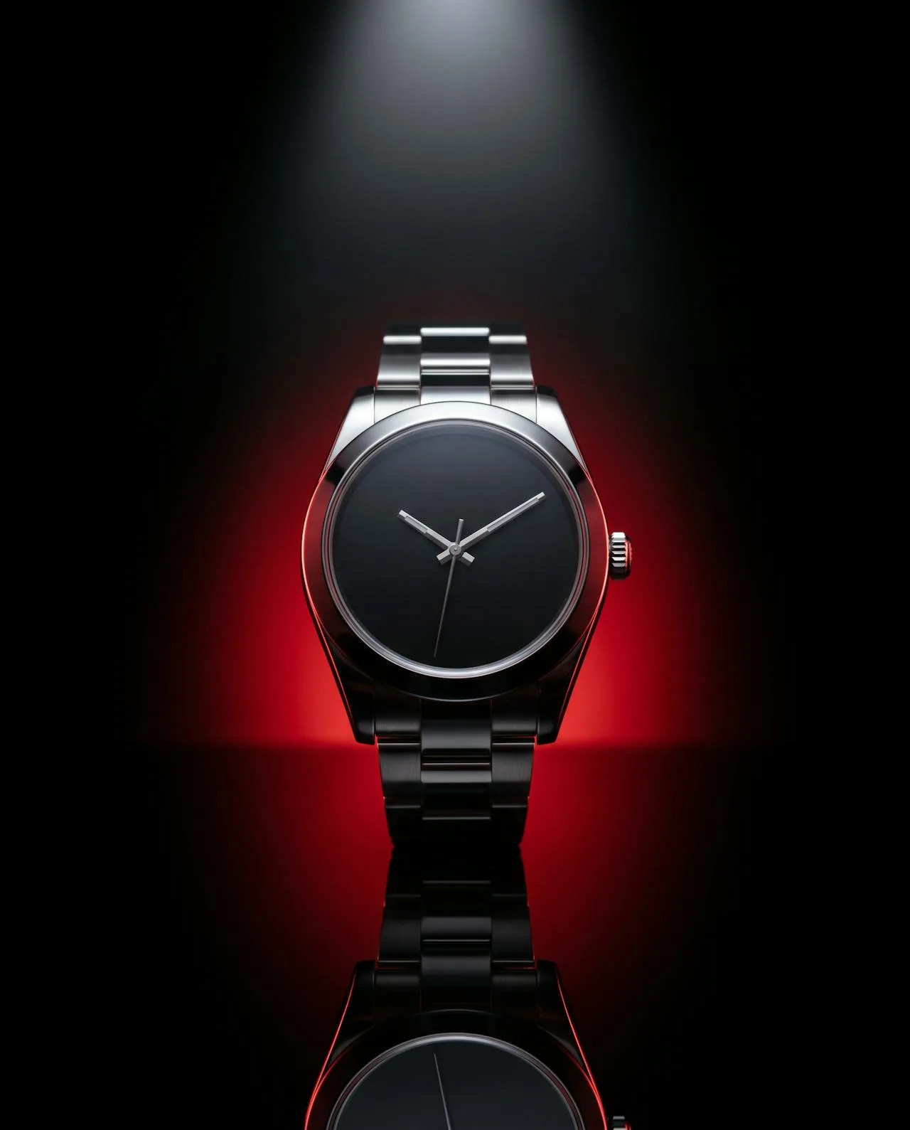 Fotografía de producto de un reloj sobre fondo negro